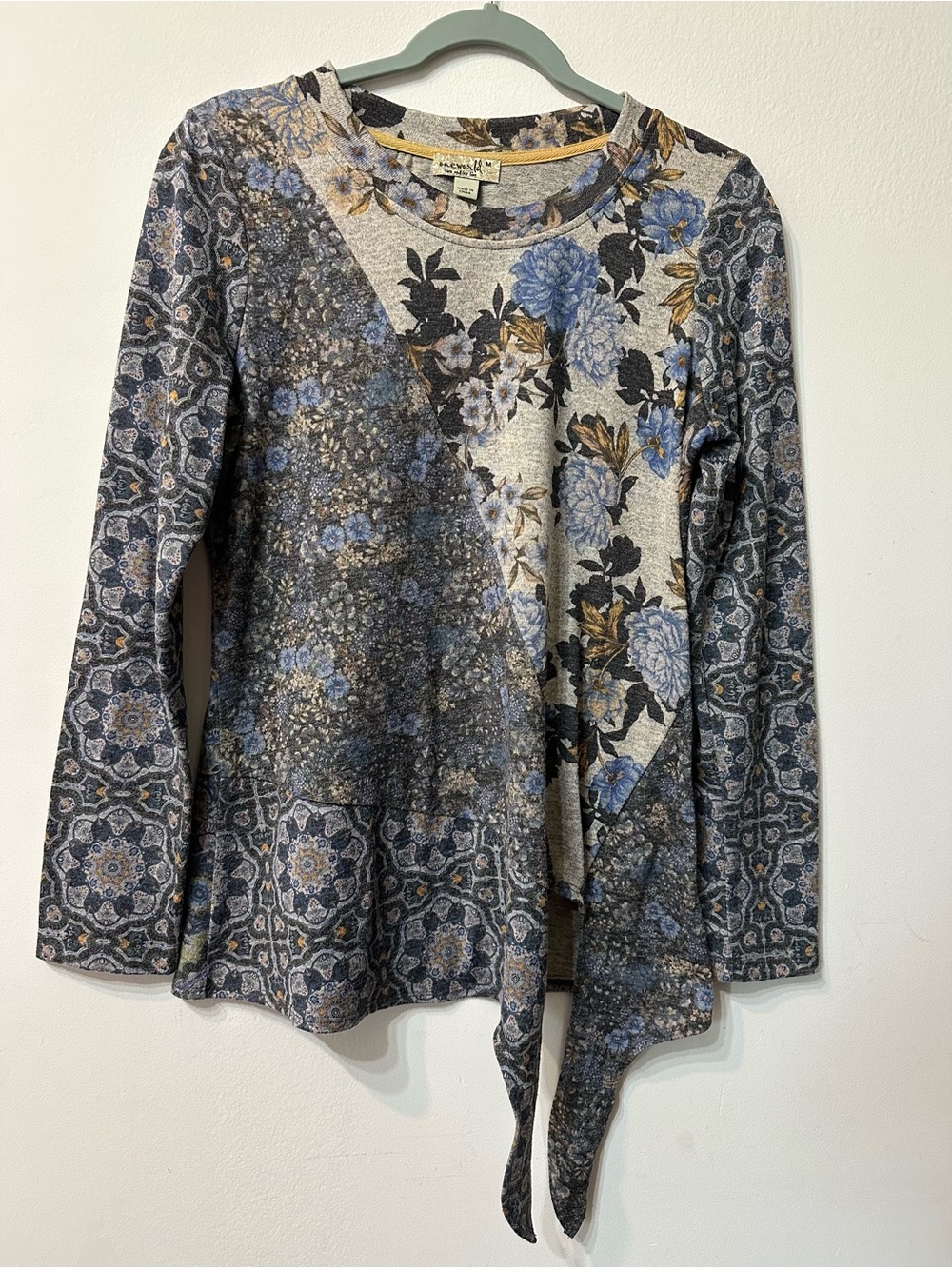 One World Multicolor Floral Long Sleeve Tunic Blouse Women's M